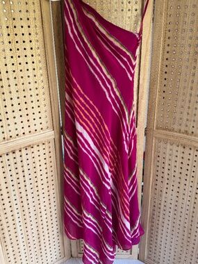 Lauren Ralph Lauren Pink One Shoulder Dress Silk Blend Size 00